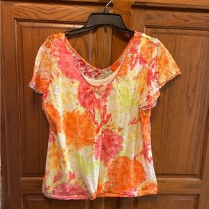 Hearts of Palm Vibrant Floral Short Sleeve Top
